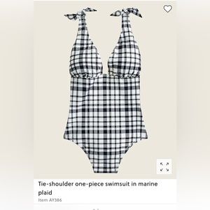 JCREW Tie-shoulder one-piece swimsuit in marine plaid
